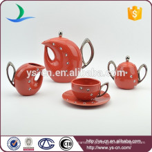 Casa e hotel decoração de porcelana vermelha chá de café conjunto